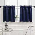 Pickluc Navy Blue Cafe Curtain 30 Inches Length, Rod Pocket Small Kitchen by PICKLUC