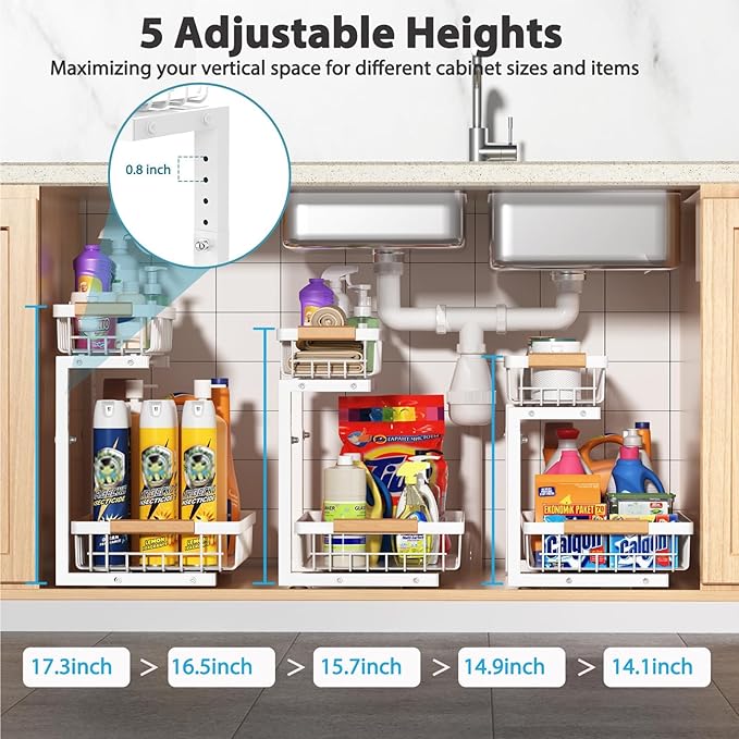 Under Sink Organizer 2 pack, 2 Tier Slide Out Under Sink Organizers And Storage - Image 3