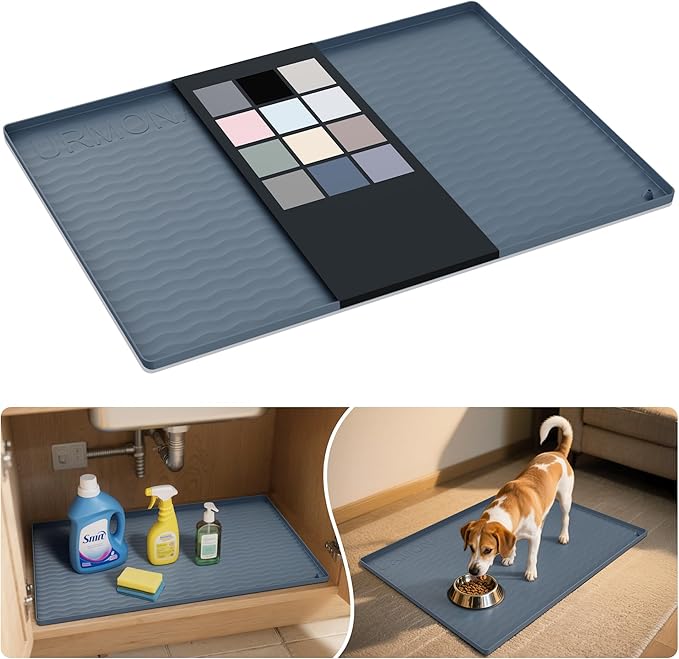 URMONA Waterproof Silicone Under Sink Mat 34'' x 19'' Shelf Liner by URMONA