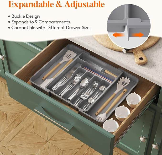 Lifewit Silverware Drawer Organizer, Expandable Utensil Organizer - Image 4