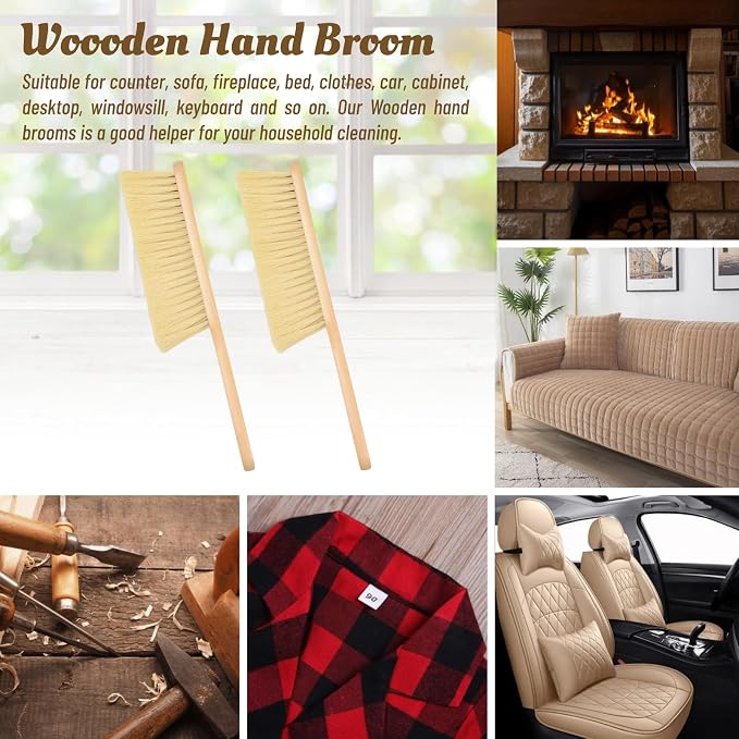 2 Pieces Woooden Dust Brush Hand Broom Bench Brush - Image 5