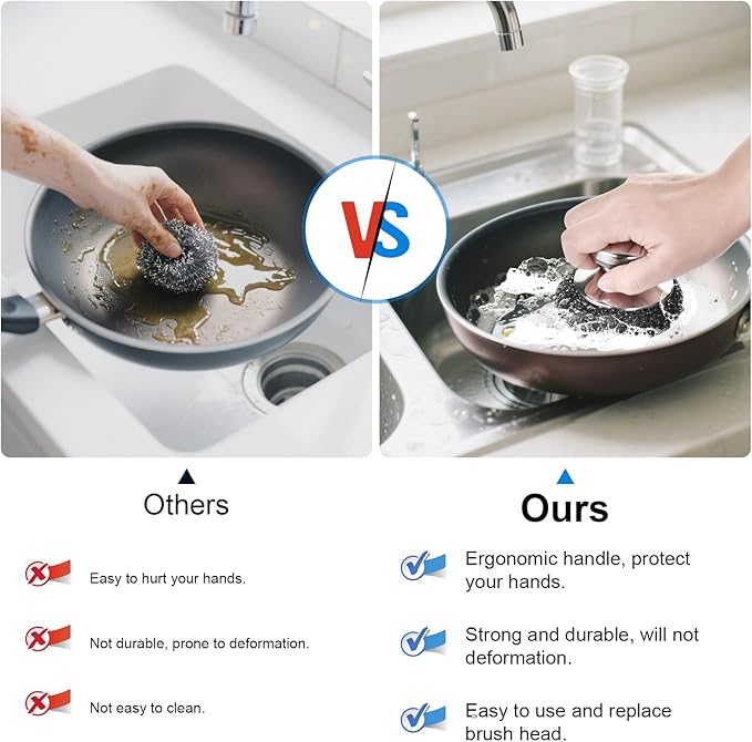 7PCS Steel Wool Scrubber Pads, Stainless Steel Scrubber Set - Image 4