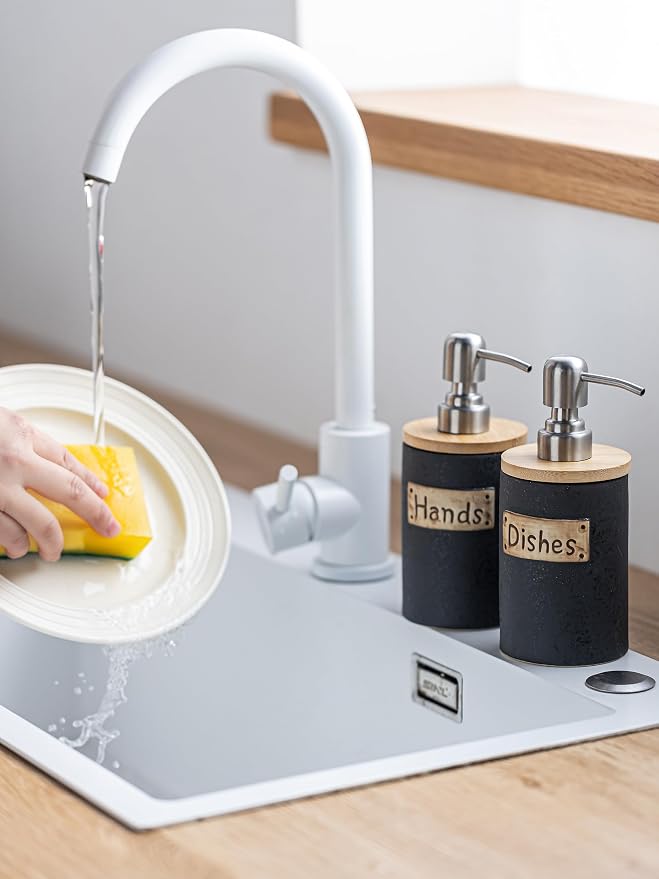 Kitchen Soap Dispenser Set, Ceramic Hand and Dish Soap Dispenser - Image 8