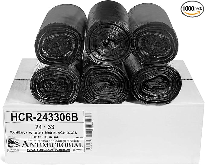 Aluf Plastics High Density Trash Bags, 16 Gallon, 6 Micron, by AlufPlastics