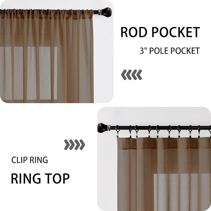 Tollpiz Sheer Curtains Closet Linen Textured Curtain Sheers Doorway Light - Image 5