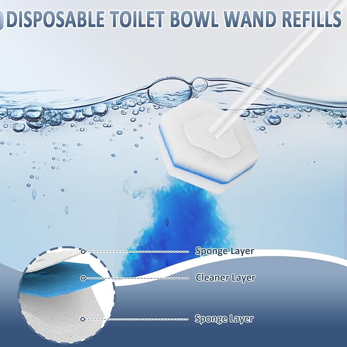 Disposable Toilet Bowl Wand Refills, Wand Replacement Head - Image 7