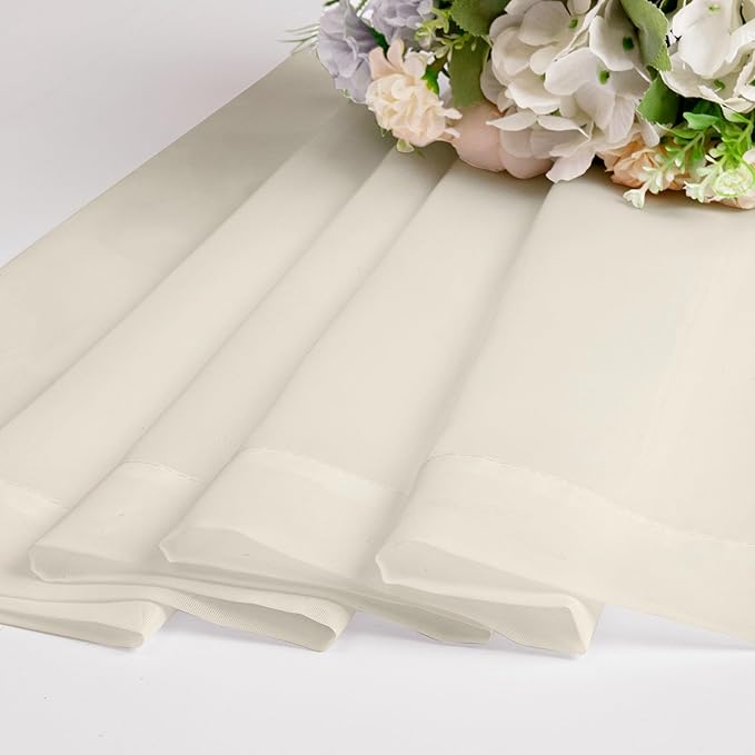 Chyhomenyc Cream Sheer Curtains 63 Inches Long 2 Panels Set- Light Filtering - Image 3