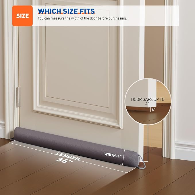 MAGZO Door Draft Stopper, 36 Inch x 2pcs Under Door Draft Blocker Noise Stopper - Image 3