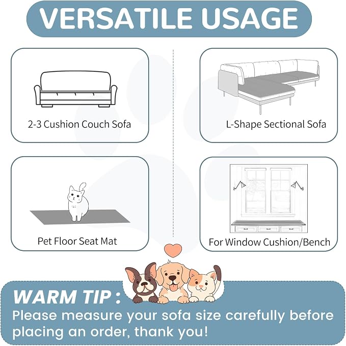 OTOB Sofa Covers for 3 Cushion Couch Washable, Fuzzy Non Slip Pet Friendly - Image 6
