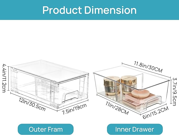 Vtopmart 4 Pack Stackable Storage Drawers, Easily Assemble - Image 3