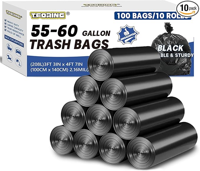 55-60 Gallon Trash Bags Heavy Duty 2.1 Mil by TFORING%C2%AE
