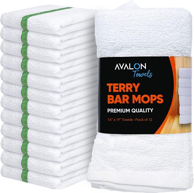 Avalon Towels Terry Bar Mop Towels Size 16"x19" – Absorbent and Durable by AvalonTowels