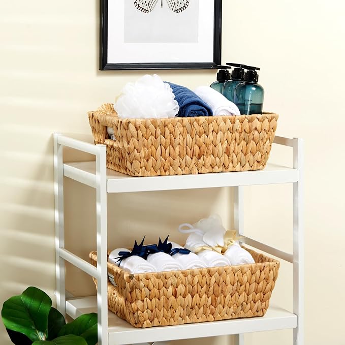 Water Hyacinth Wicker Baskets 2 Pack, Large Storage Basket - Image 6
