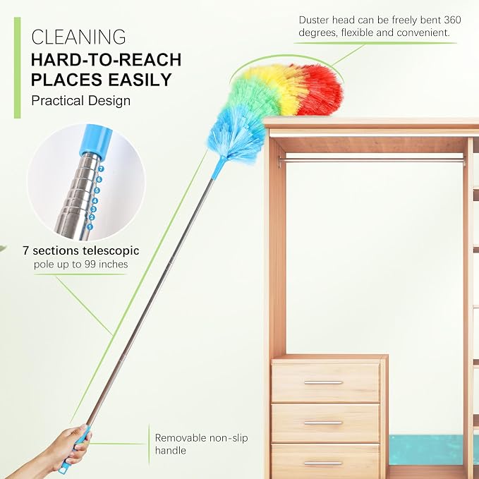 Rainbow Extendable Static Duster Reusable Microfiber Duster - Image 3