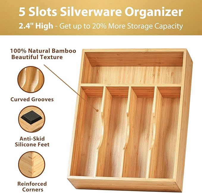 Umilife Kitchen Drawer Organizer, 10 Inch Silverware Utensil Tray Holder - Image 2