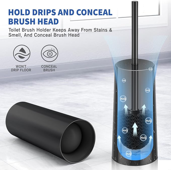 Toilet Brush and Holder, 2 Pack Toilet Brush Stainless Steel, Toilet Bowl Brush - Image 5