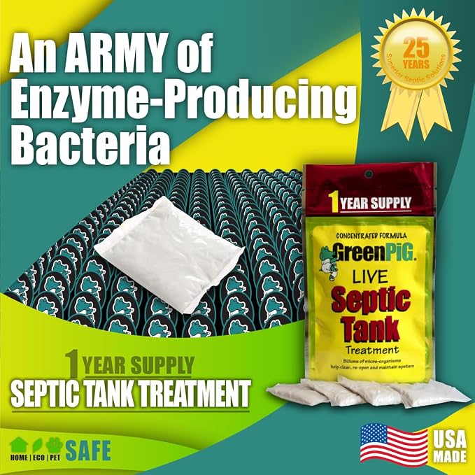 GREEN PIG Septic Tank Treatment Packets, Septic Safe Clog Remover, Prevents - Image 4