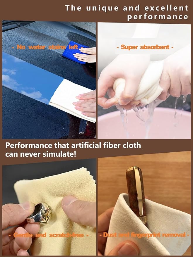 Glasses Cleaning Cloth Chamois Leather Natural Premium Cloth, Eye Glass Clean - Image 3