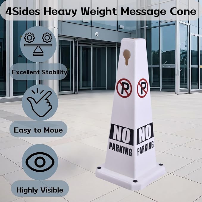 8-Pack 26.5" Caution Cones, 4-Sided Visible Safety Signs - Image 3