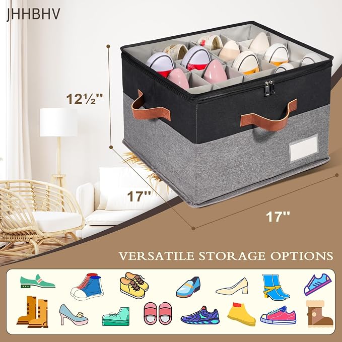 2 Pack Shoe Organizer for Closet, Adjustable Shoe Box Storage Containers - Image 6