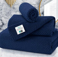 Blue Towels Set for Bathroom, Luxury 3 Piece Gift set, 100% Cotton | Quick Dry by VOOVAMOVAS