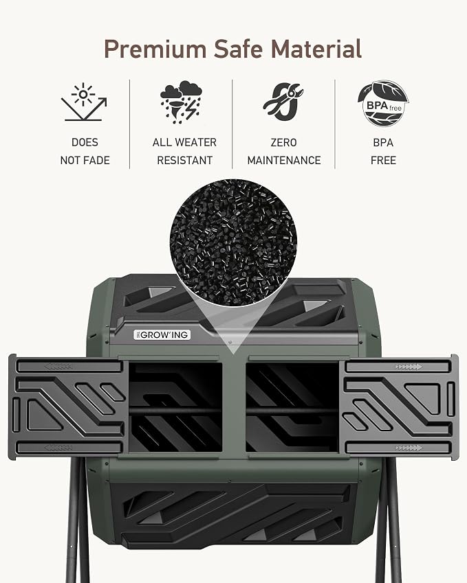 THEGROW'ING Updated 43 Gallon Compost Bin Outdoor, Fast Assemble Tumbling - Image 7