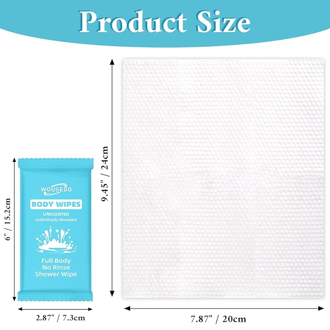 500 Pcs Ultra Thick Soft Large Body Wipes Individually Wrapped, Shower Wipes - Image 2
