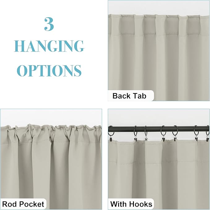 RYB HOME Blackout Curtains for Kitchen, Privacy Thermal Insulating Small Winow - Image 5
