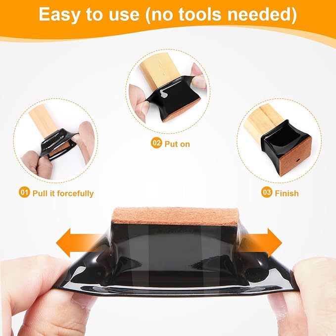 CHUNZEXI 32 Pack Square Chair Leg Floor Protectors - Image 5