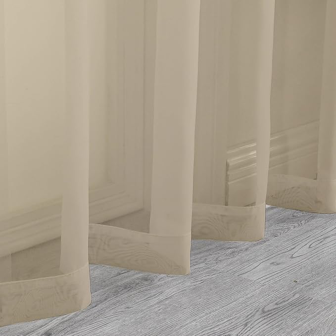 Chyhomenyc Taupe Sheer Curtains 24 Inch Length, Short Window Curtains - Image 8