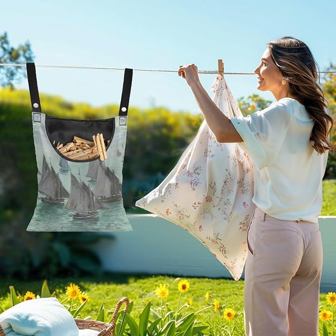 Monet Oil Painting Outdoor Clothespin Bag - Image 2
