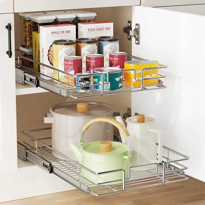 LOVMOR Pull Out Cabinet Organizer 17" W x 21" D, Kitchen Cabinet Pull Out - Image 5