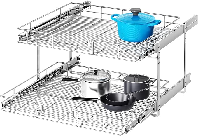 2 Tier Individual Pull Out Cabinet Organizer 31½" W x 21½" D, Heavy Duty by Unknown