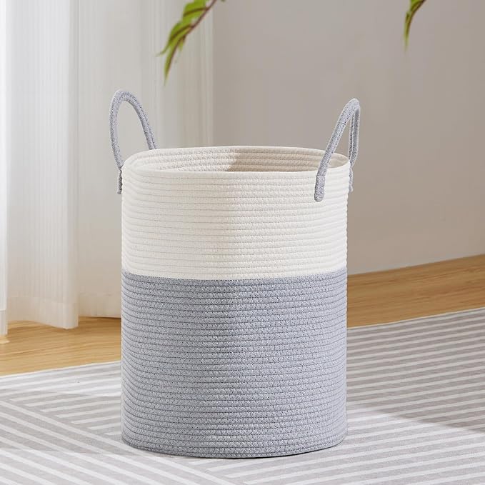 VIPOSCO Large Laundry Hamper, Tall Woven Rope Storage Basket by VIPOSCO