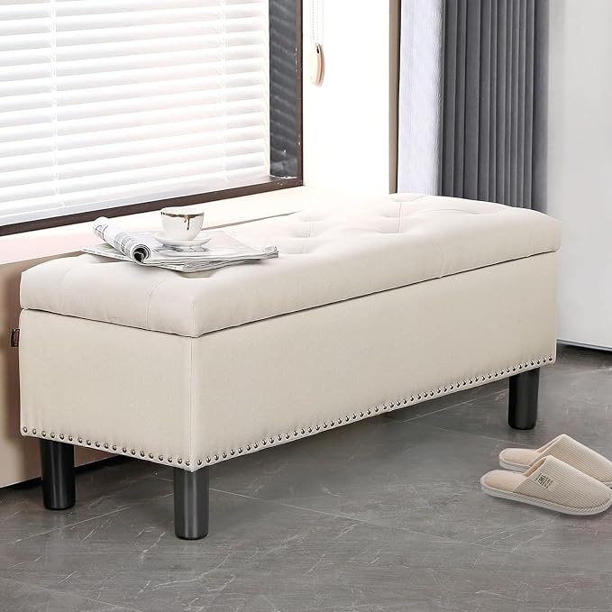 Furnimart 42.5 Inch Storage Ottoman Bench, Flip Top End of Bed Storage Bench by FurnimartFurniture