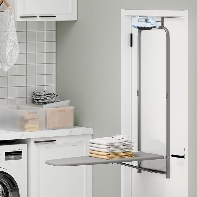 COSTWAY Over The Door Ironing Board, Space-Saving Metal Hanging Ironing Board - Image 7