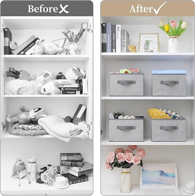 Storage Baskets, 11-Inch Woven Fabric Bins, Storage Cubes - Image 6