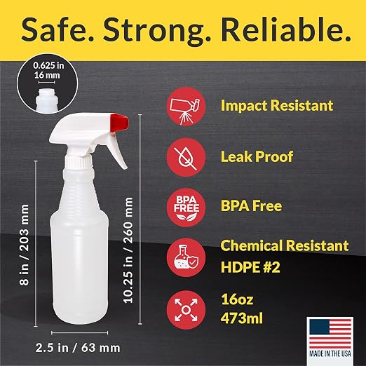 Pinnacle Mercantile Plastic Spray Bottles USA Made 4 Pack 16 oz Leak Proof - Image 4