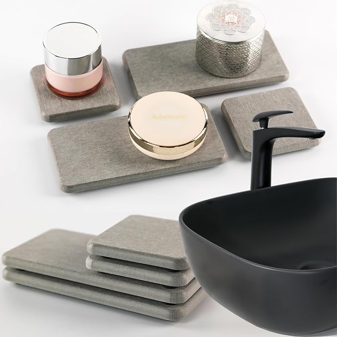 Set of 4 Water Absorbent Diatomite Coasters, Diatomaceous Earth Kitchen Soap - Image 8