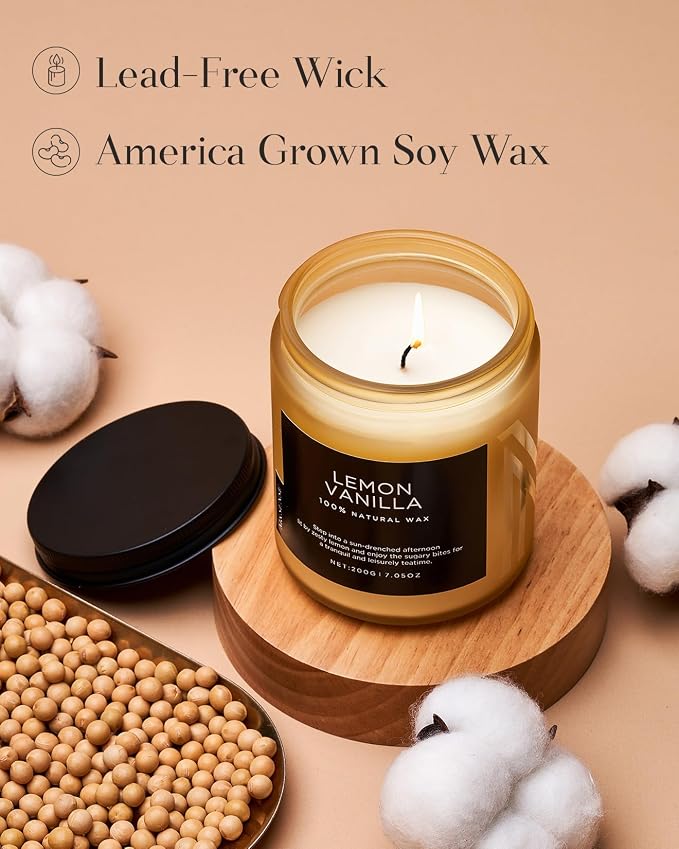 M&SENSE Lemon Vanilla Scented Slow Burning Candles - Image 3