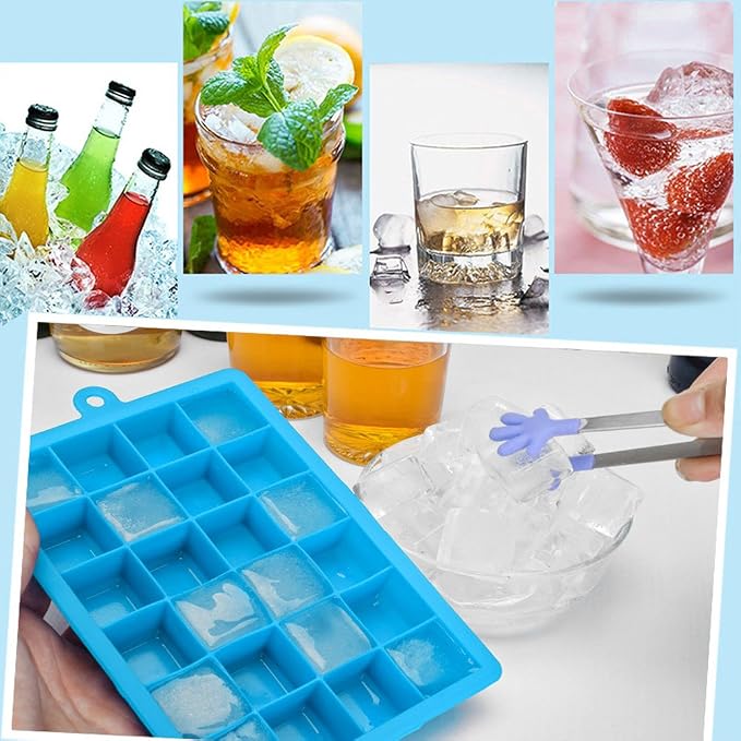 Ice Cube Tray, Silicone Square Ice Trays Easy Release Stackable Ice Cube Mold - Image 4