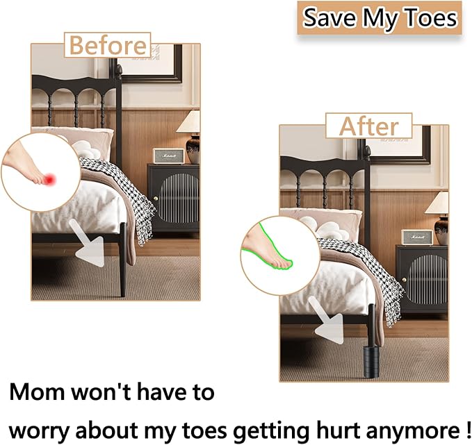 4 Pcs Bed Frame Toe Protectors, Non-Adhesive Bed Frame Leg Covers - Image 3
