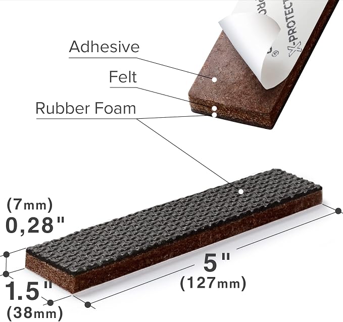 Non-Slip Furniture Grips: 8 Pcs Rubber Pads 1.5' x 5' by X-PROTECTOR Ideal - Image 3
