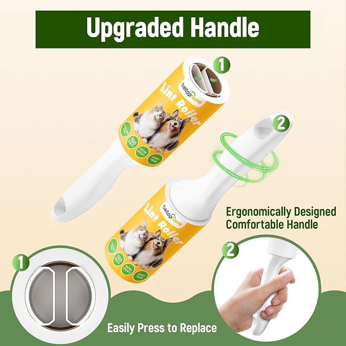 Extra Sticky Lint Roller for Pet Hair – 500 Sheets, Reinforced 2 Handles - Image 3