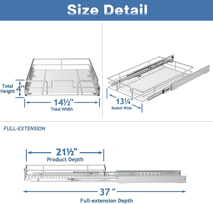 LOVMOR Pull Out Cabinet Organizer 14½" W x 21½" D, Kitchen Cabinet Pull Out - Image 3