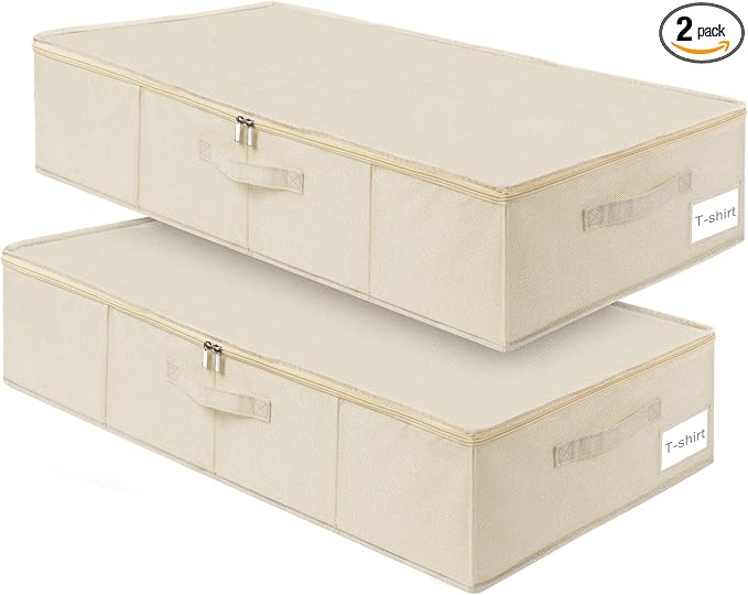 Under Bed Storage, 2 Pack Clothing Storage Bags W/Upgraded Handles, Large by Punemi