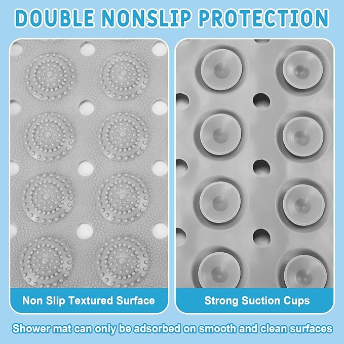 Dunzy 6 Pcs Non Slip Bath Mats 27.6x14.2 Inches TPE Bathtub Mats - Image 4