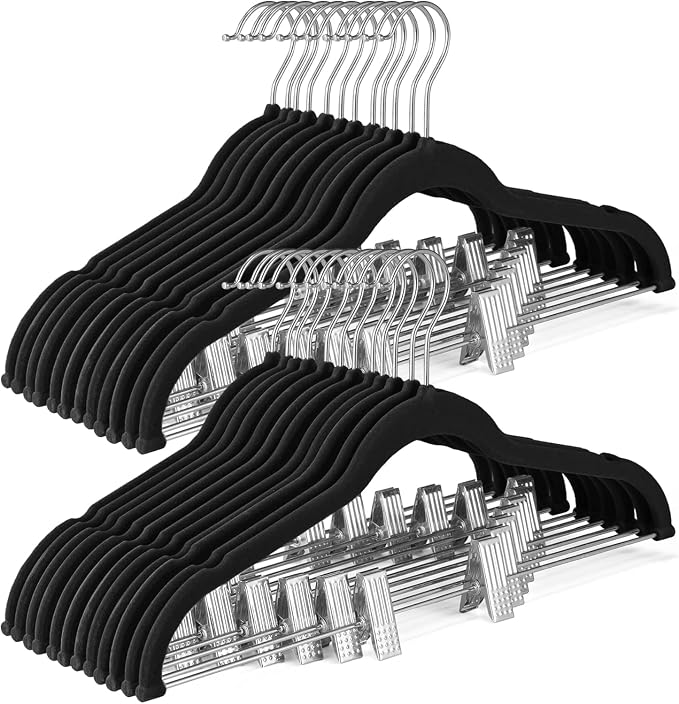 HOUSE DAY Velvet Skirt Hangers 72 Pack, Space Saving Slim Pant Hangers by HOUSEDAY