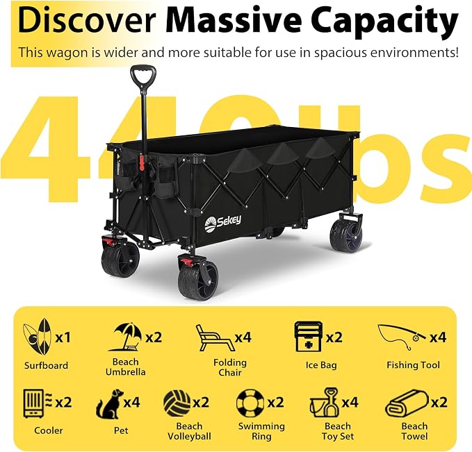 Sekey 48''L Collapsible Foldable Extended Wagon - Image 3