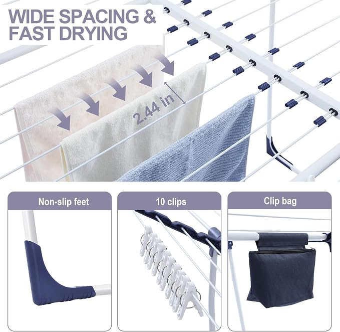 APEXCHASER Clothes Drying Rack, Foldable Gullwing Laundry Rack - Image 4